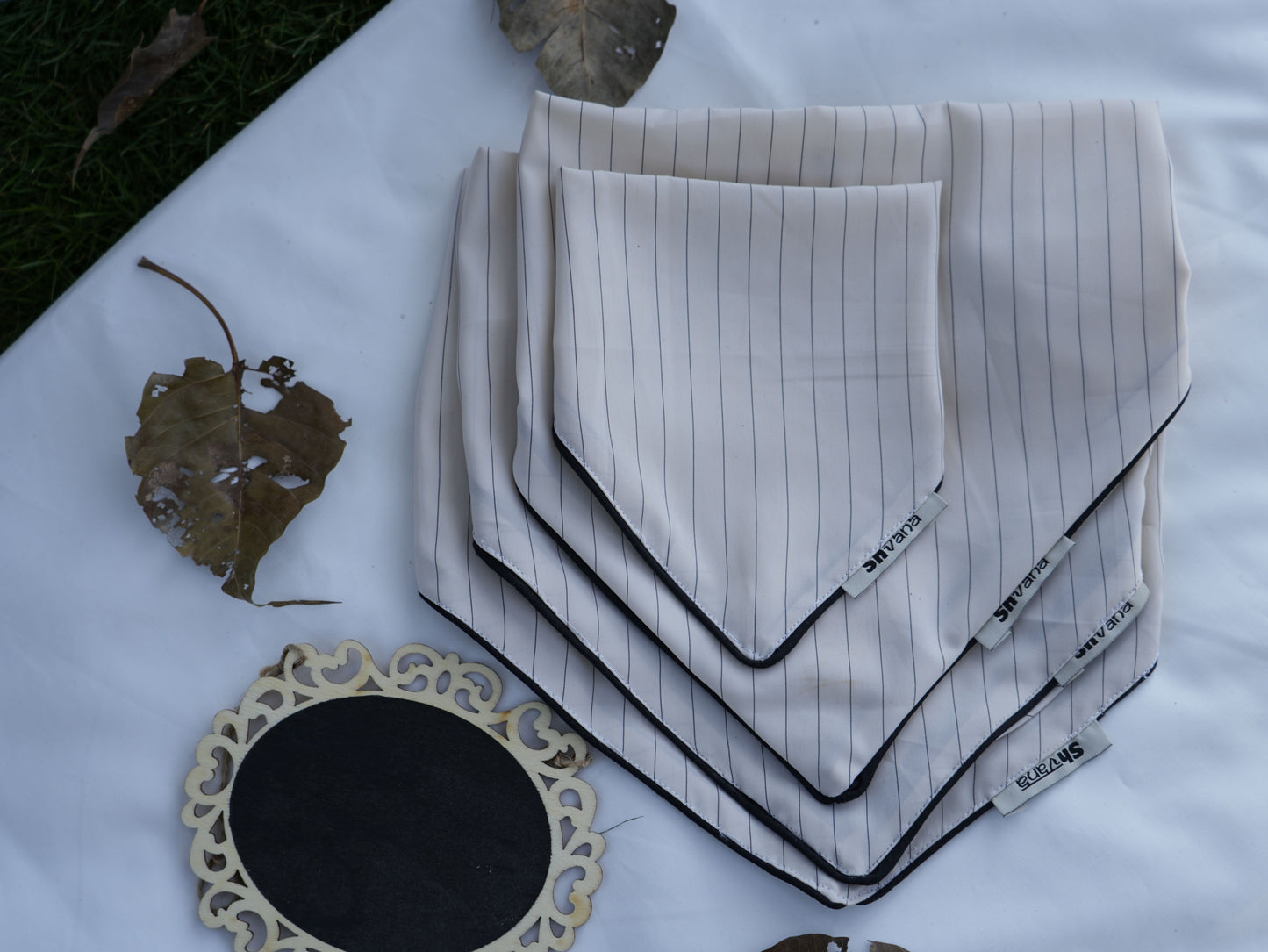 Beige and Black Stripe Bandana